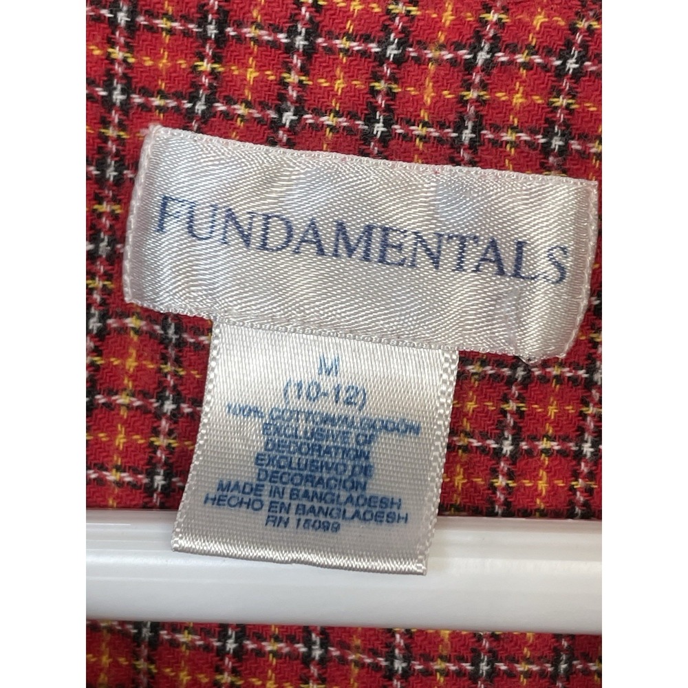 VTG‎ Fundamentals Long nightgown Women's Medium 10-12 Red Flannel Plaid Prairie - Picture 6 of 6